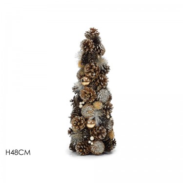 Δεντράκι Με Κουκουνάρια Και Μπάλες Χρυσό 48cm