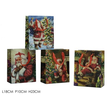 Τσάντα Συσκευασίας Με Κορδόνι Χριστουγεννιάτικη 18x10x23cm Σε 4 Σχέδια