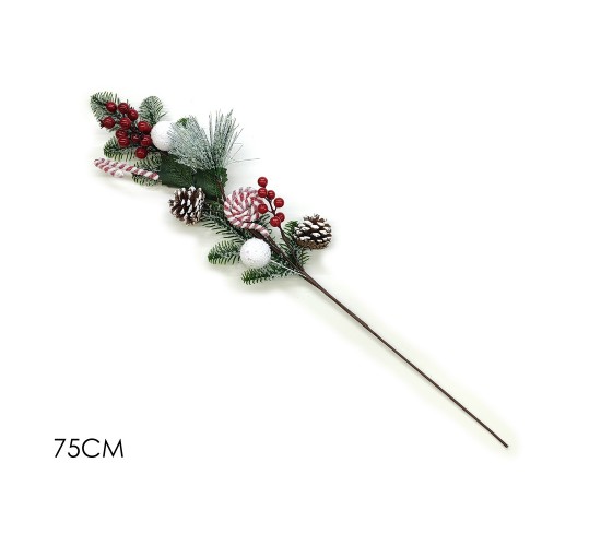 Κλάδα Με Κουκουνάρια Berries Και Γλυκά 75cm