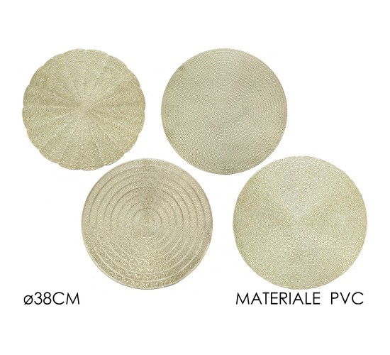 Σουπλά Οβάλ Χρυσό PVC Φ38cm Σε 4 Σχέδια