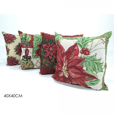Μαξιλάρι Με Χριστουγεννιάτικη Διακόσμηση Πολύχρωμο Ύφασμα 40x40cm Σε 4 Σχέδια