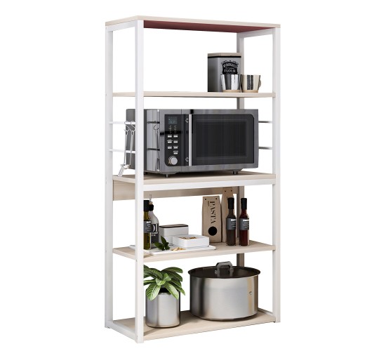 Ραφιέρα Κουζίνας ArteLibre PUFFIN Maple/Λευκό MDF/Μέταλλο 50x30x129cm Ραφιέρα Κουζίνας ArteLibre PUFFIN Maple/Λευκό MDF/Μέταλλο 50x30x129cm
