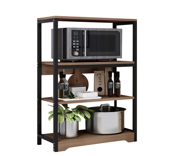 Ραφιέρα Κουζίνας ArteLibre WALRUS Καφέ Σκούρο/Μαύρο MDF/Μέταλλο 60x30x100cm