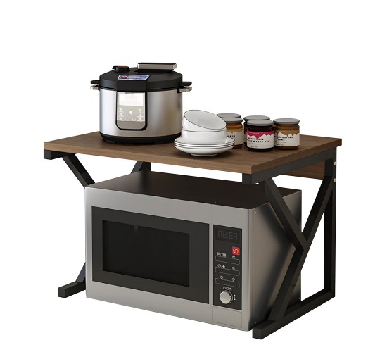 Ραφιέρα Κουζίνας ArteLibre BEAVER Καφέ Σκούρο/Μαύρο MDF/Μέταλλο 54x35x34cm