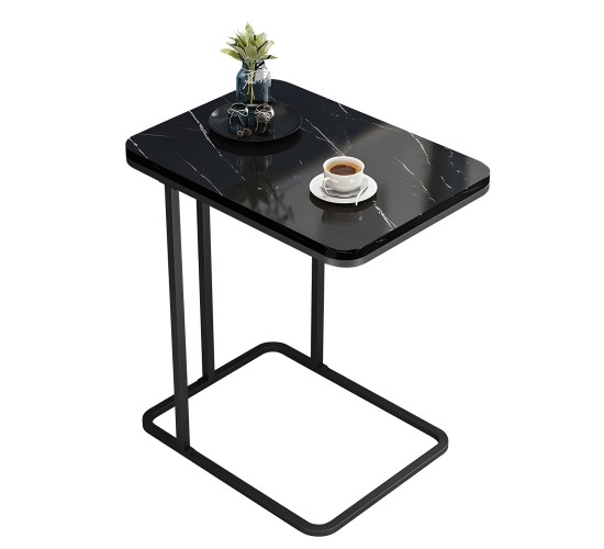 Τραπεζάκι Βοηθητικό ArteLibre RIONI Μαύρο Με Όψη Μαρμάρου MDF/Μέταλλο 50x30x58cm