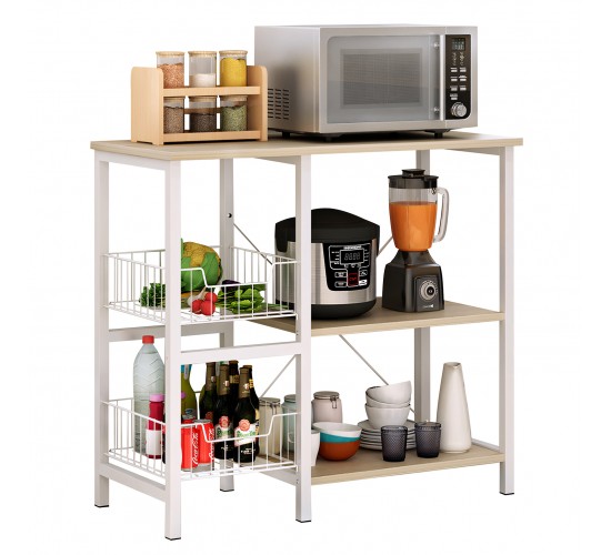 Ραφιέρα Κουζίνας ArteLibre SEAL Maple/Λευκό MDF/Μέταλλο 80x35x75cm