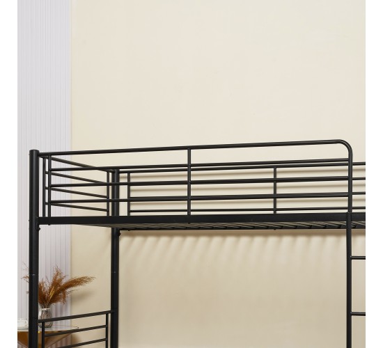 Κουκέτα ArteLibre NICKY Μαύρο Μέταλλο 97x210x160cm (Στρώμα 90x200cm)