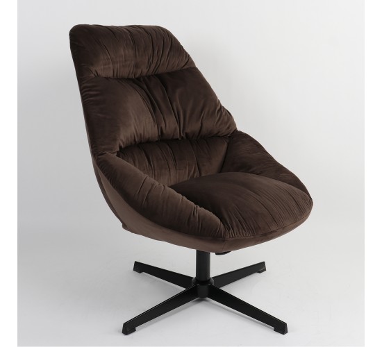 Πολυθρόνα ArteLibre CHANTIERI Καφέ Ύφασμα/Μέταλλο 94x71x83cm