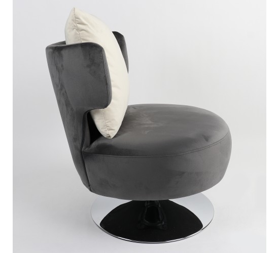 Πολυθρόνα ArteLibre PASSIFLORA Γκρι Σκούρο Ύφασμα/Μέταλλο 76x67x76cm