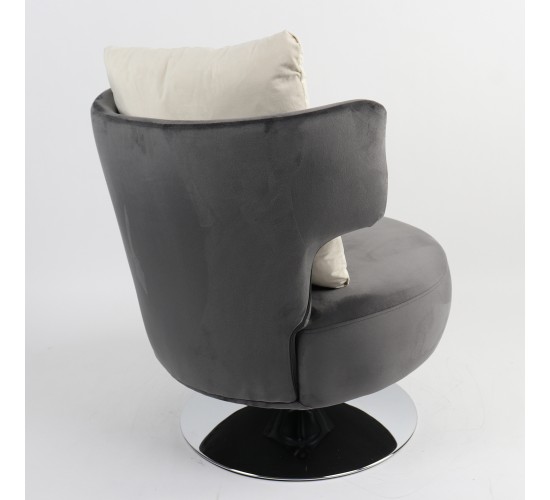 Πολυθρόνα ArteLibre PASSIFLORA Γκρι Σκούρο Ύφασμα/Μέταλλο 76x67x76cm