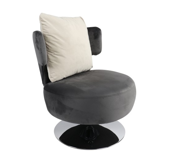 Πολυθρόνα ArteLibre PASSIFLORA Γκρι Σκούρο Ύφασμα/Μέταλλο 76x67x76cm