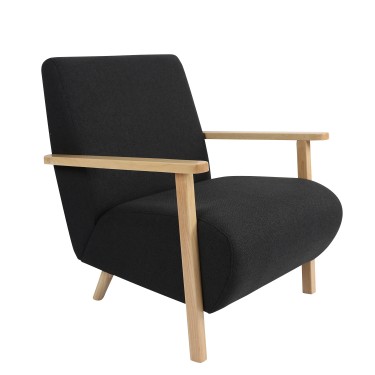 Πολυθρόνα ArteLibre GREVILLEA Μαύρο/Φυσικό Ύφασμα/Ξύλο 82x70.5x85cm