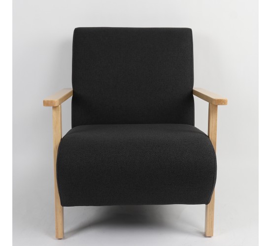 Πολυθρόνα ArteLibre GREVILLEA Μαύρο/Φυσικό Ύφασμα/Ξύλο 82x70.5x85cm