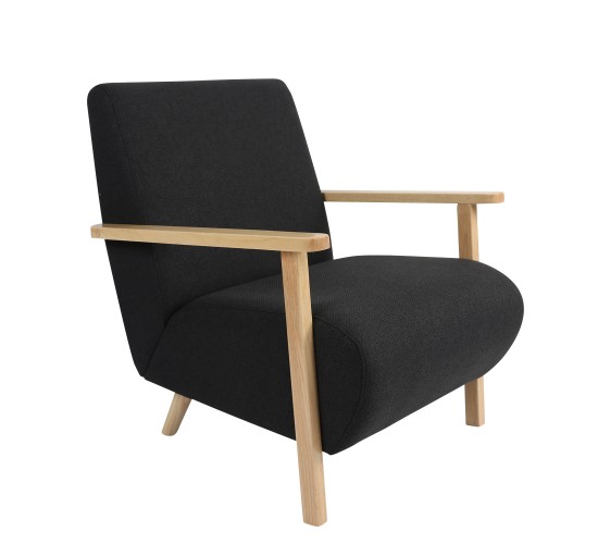 Πολυθρόνα ArteLibre GREVILLEA Μαύρο/Φυσικό Ύφασμα/Ξύλο 82x70.5x85cm