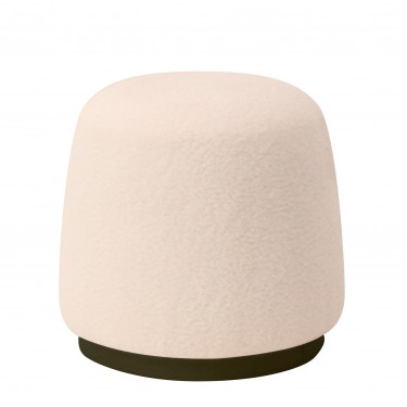 Σκαμπό ArteLibre NEPENTHES Με Ξύλινη Βάση Μπεζ Ύφασμα Teddy 43x43x36cm