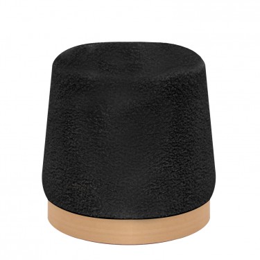 Σκαμπό ArteLibre PRIMULA Με Ξύλινη Βάση Μαύρο Ύφασμα Teddy 38x38x41cm