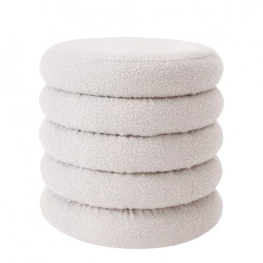 Σκαμπό ArteLibre CAMBRIA Με Αποθηκευτικό Χώρο Λευκό Ύφασμα Μπουκλέ 44x44x44cm