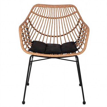 Πολυθρόνα Κήπου ArteLibre AFINIUS Φυσικό/Μαύρο Rattan/Μέταλλο 58.5x60.5x80cm