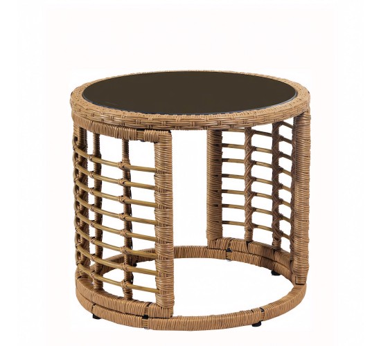 Τραπεζάκι Κήπου ArteLibre AURIUS Φυσικό Rattan/Γυαλί Φ45x40cm Τραπεζάκι Κήπου ArteLibre AURIUS Φυσικό Rattan/Γυαλί Φ45x40cm