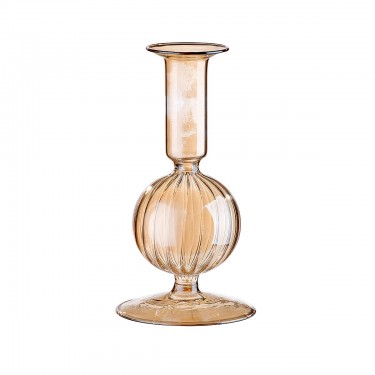 Κηροπήγιο ArteLibre Διάφανο/Μελί Γυαλί 15.5cm