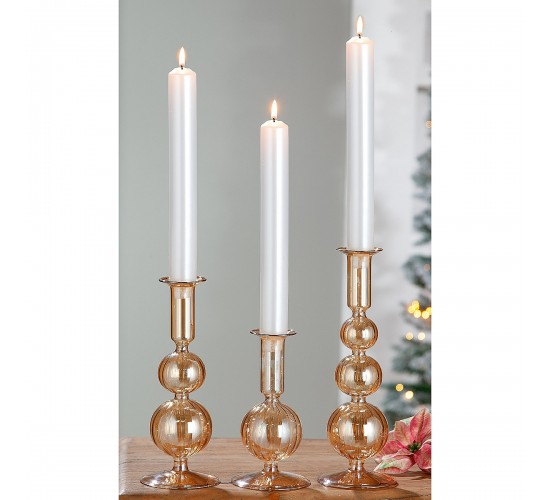 Κηροπήγιο ArteLibre Διάφανο/Μελί Γυαλί 20.5cm