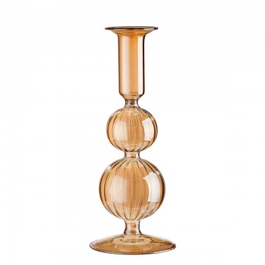 Κηροπήγιο ArteLibre Διάφανο/Μελί Γυαλί 20.5cm