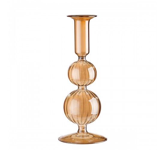 Κηροπήγιο ArteLibre Διάφανο/Μελί Γυαλί 20.5cm