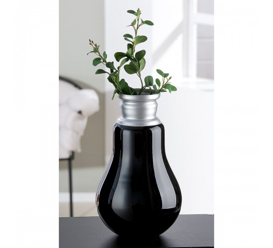 Βάζο ArteLibre Retro Μαύρο/Ασημί Γυαλί 36cm