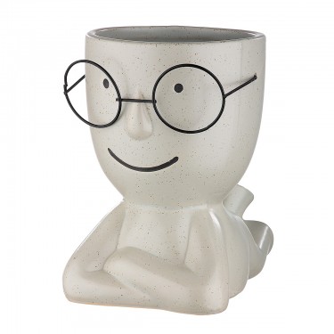 Βάζο ArteLibre Χαμογελαστή Φιγούρα Με Γυαλιά Κεραμικό 21.5x20x13.5cm Σε 2 Χρώματα 2 Σχέδια
