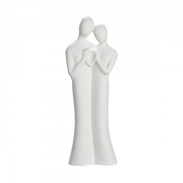 Βάζο ArteLibre Ερωτευμένο Ζευγάρι Λευκό Κεραμικό 6x9x27cm