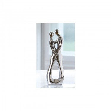 Διακοσμητικό ArteLibre Ζευγάρι Αγκαλάζιεται Ασημί Κεραμικό 30cm