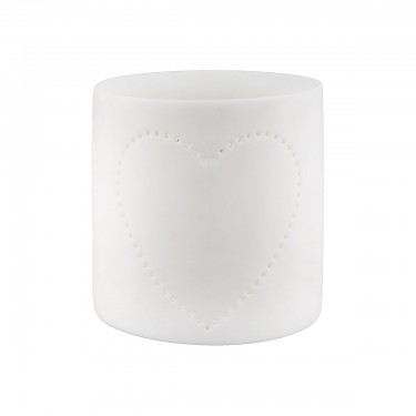 Φανάρι ArteLibre Με Διακόσμηση Καρδιά Λευκό Πορσελάνη 7cm