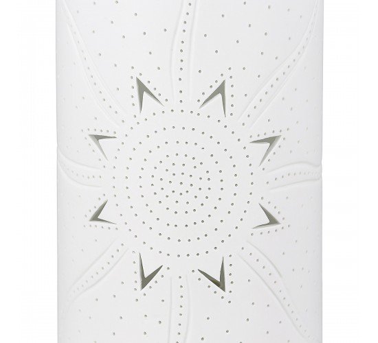 Λάμπα Επιτραπέζια Κυλινδρική Με Διακόσμηση Ήλιο Λευκό Πορσελάνη 12x12x20cm