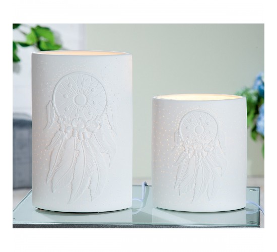 Λάμπα Επιτραπέζια ArteLibre Με Διακόσμηση Μάτι Λευκό Πορσελάνη 10.5x18x28cm