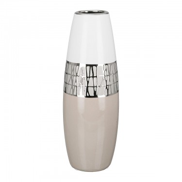 Βάζο ArteLibre Λευκό/Ασημί/Μπεζ Κεραμικό 12.5x12.5x29cm