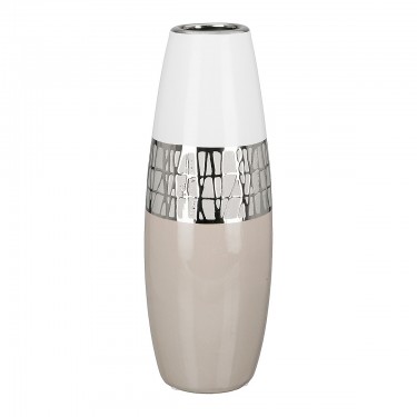 Βάζο ArteLibre Λευκό/Ασημί/Μπεζ Κεραμικό 12.5x12.5x29cm