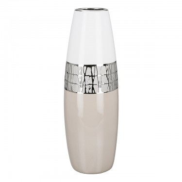 Βάζο ArteLibre Λευκό/Ασημί/Μπεζ Κεραμικό 12.5x12.5x36cm