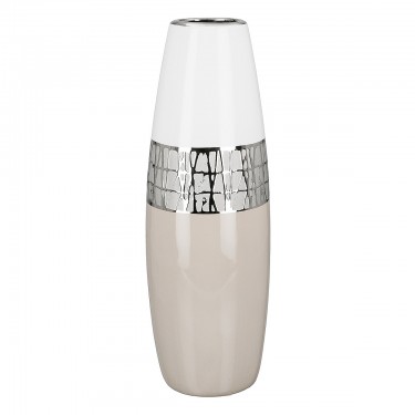 Βάζο ArteLibre Λευκό/Ασημί/Μπεζ Κεραμικό 12.5x12.5x36cm