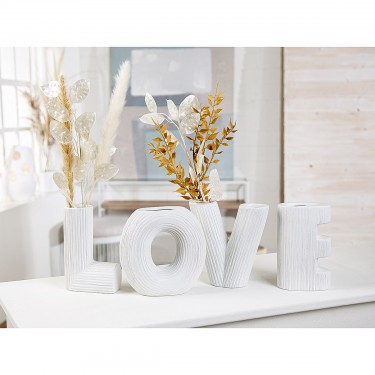Βάζο ArteLibre -LOVE- Λευκό Κεραμικό Υ15cm Σετ 4Τμχ
