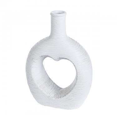 Βάζο ArteLibre Με Καρδιά Στη Μέση Λευκό Κεραμικό 7x16x22.5cm