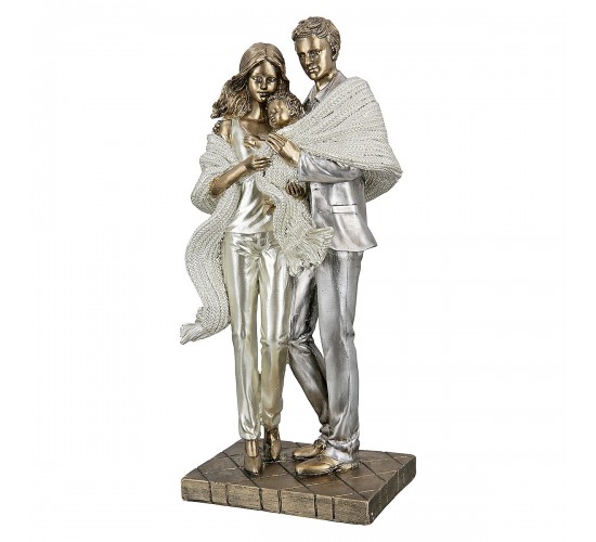 Διακοσμητικό ArteLibre Οικογένεια Ασημί/Λευκό Polyresin 8x12x26.5cm