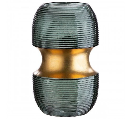 Βάζο ArteLibre Τιρκουάζ/Χρυσό Γυαλί 11x11x18cm