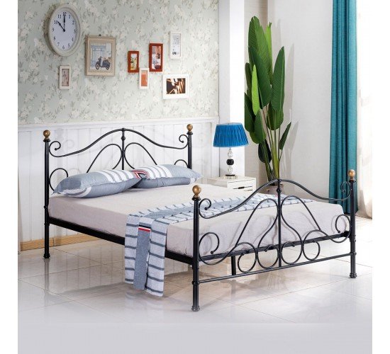 Κρεβάτι EVELYN Μεταλλικό Semy Glossy Black 210x159x109cm Κρεβάτι EVELYN Μεταλλικό Semy Glossy Black 210x159x109cm