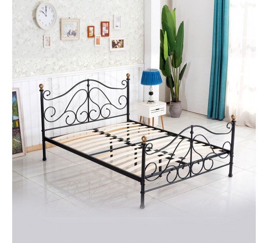 Κρεβάτι EVELYN Μεταλλικό Semy Glossy Black 210x159x109cm Κρεβάτι EVELYN Μεταλλικό Semy Glossy Black 210x159x109cm