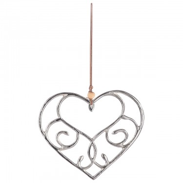 Διακοσμητικό Κρεμαστό ArteLibre Καρδιά Ασημί Μέταλλο 0.5x22.5x18cm