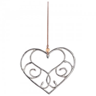 Διακοσμητικό Κρεμαστό ArteLibre Καρδιά Ασημί Μέταλλο 0.5x22.5x18cm