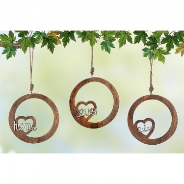 Διακοσμητικό Κρεμαστό ArteLibre Κύκλος -Home- Με Καρδιά Φυσικό Ξύλο 22cm Σε 3 Σχέδια