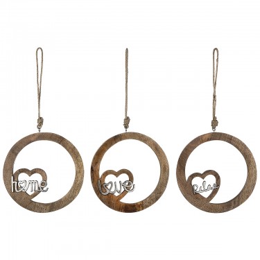 Διακοσμητικό Κρεμαστό ArteLibre Κύκλος -Home- Με Καρδιά Φυσικό Ξύλο 22cm Σε 3 Σχέδια