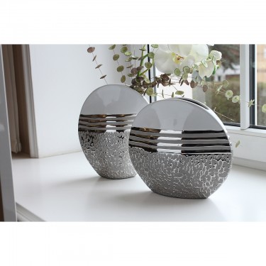 Βάζο ArteLibre Λευκό/Ασημί Κεραμικό 10x20.5x25cm