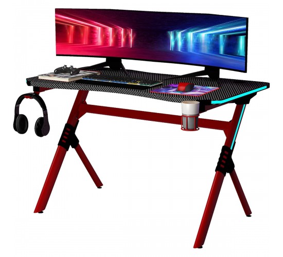 Γραφείο Gaming ArteLibre VADER RGB Μαύρο/Κόκκινο Ξύλο/Μέταλλο 120x65x75cm Γραφείο Gaming ArteLibre VADER RGB Μαύρο/Κόκκινο Ξύλο/Μέταλλο 120x65x75cm